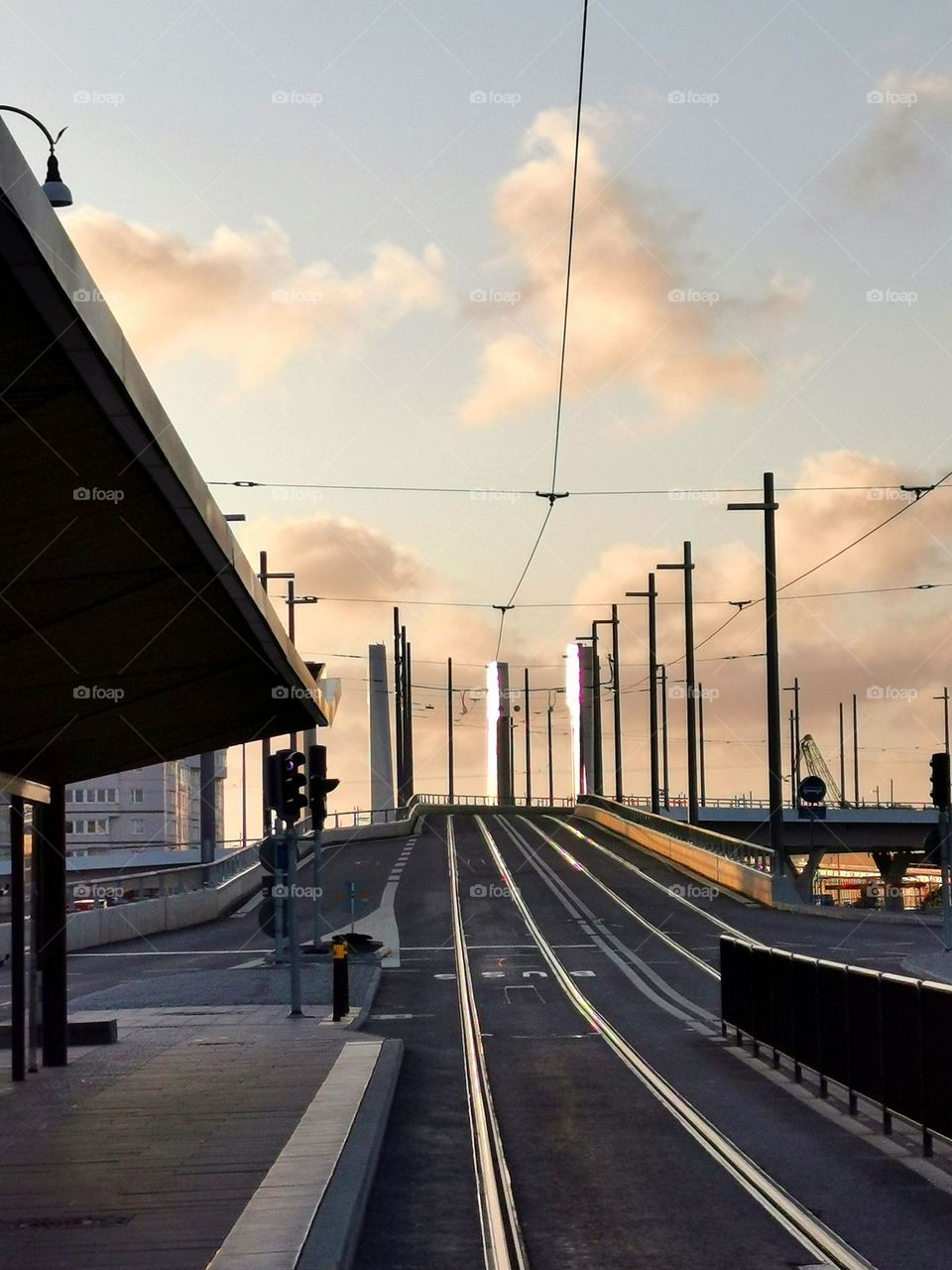 Sunset behind the bridge