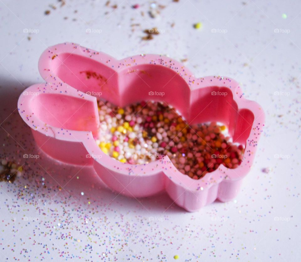 sugar sprinkle bunny mold pink glitter