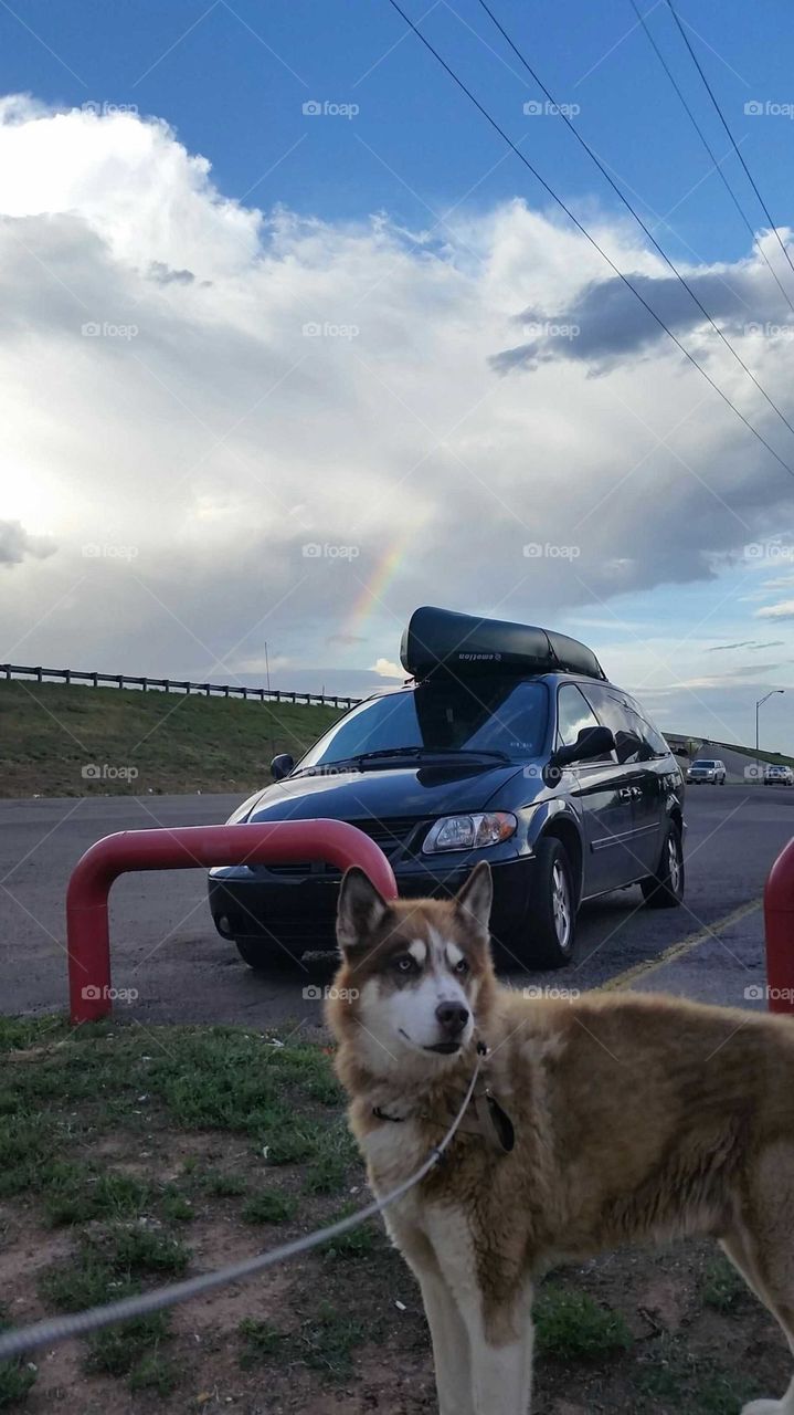 Rainbow over a minvan - Random