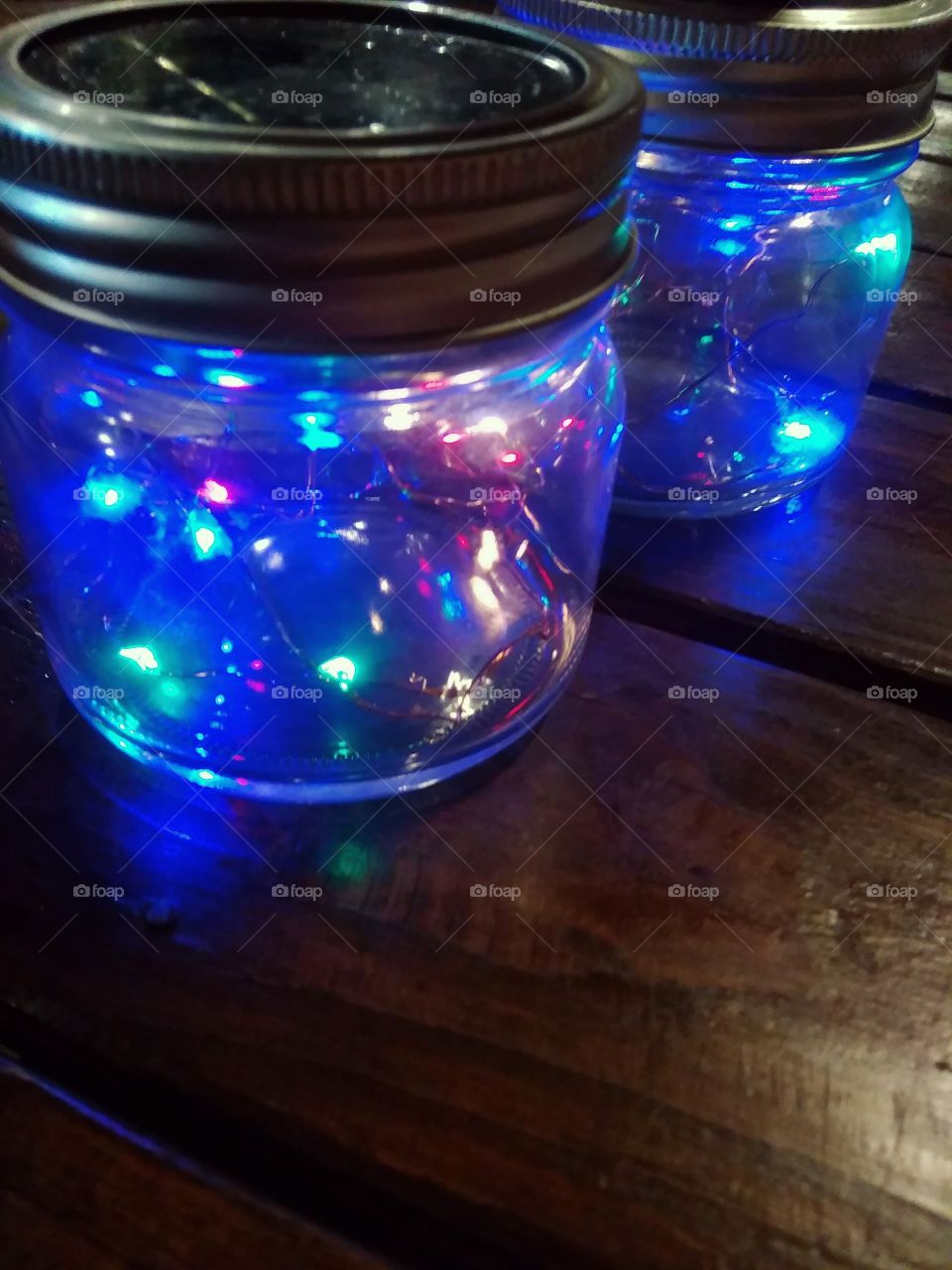 Painting with light. Lights in Jars. Romantic set-up.