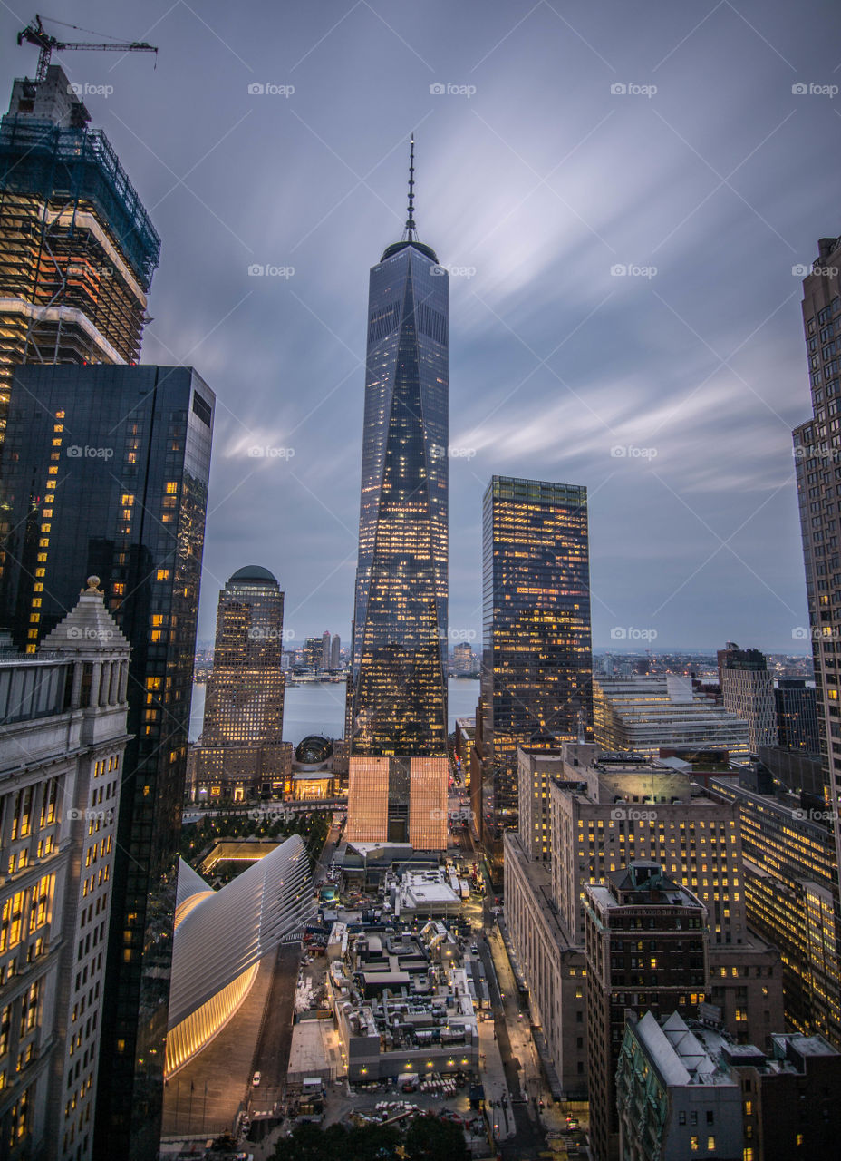 Freedom tower during a stormy sunset!