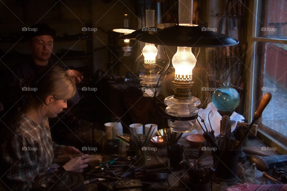 Woman working in workshop