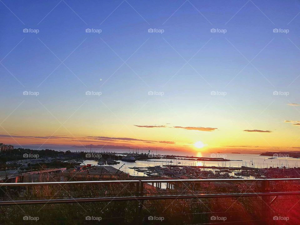 A lovely sunset taken from the outside of Stavros Niarxos Institution in the city of Athens, Greece