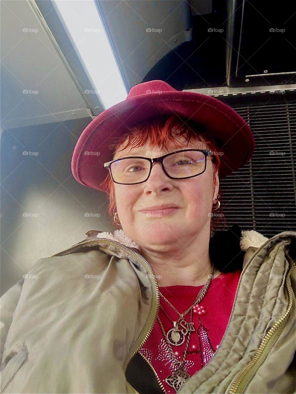 This is me, “Petra Schiller” a.k.a. “Maxine Firefox” a.k.a. “Maximiliane Feuerfuchs” riding the “B43” bus from “Greenpoint” by “Newtown Creek” and the “Pulaski Bridge” in LIC, Queens to “Bushwick”, Brooklyn. 2024. Hypnotic Productions