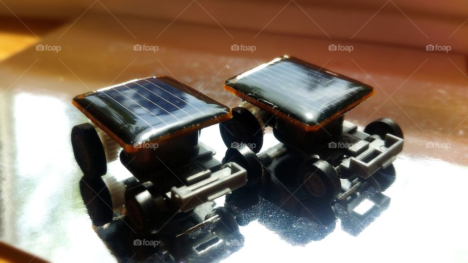 Solar powered toy cars.