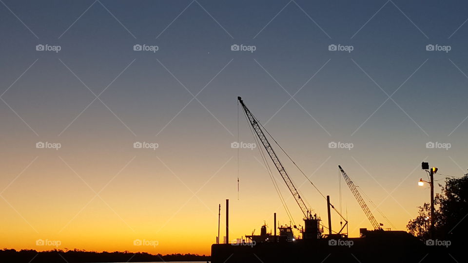 Sunset, Sky, Industry, Dawn, No Person