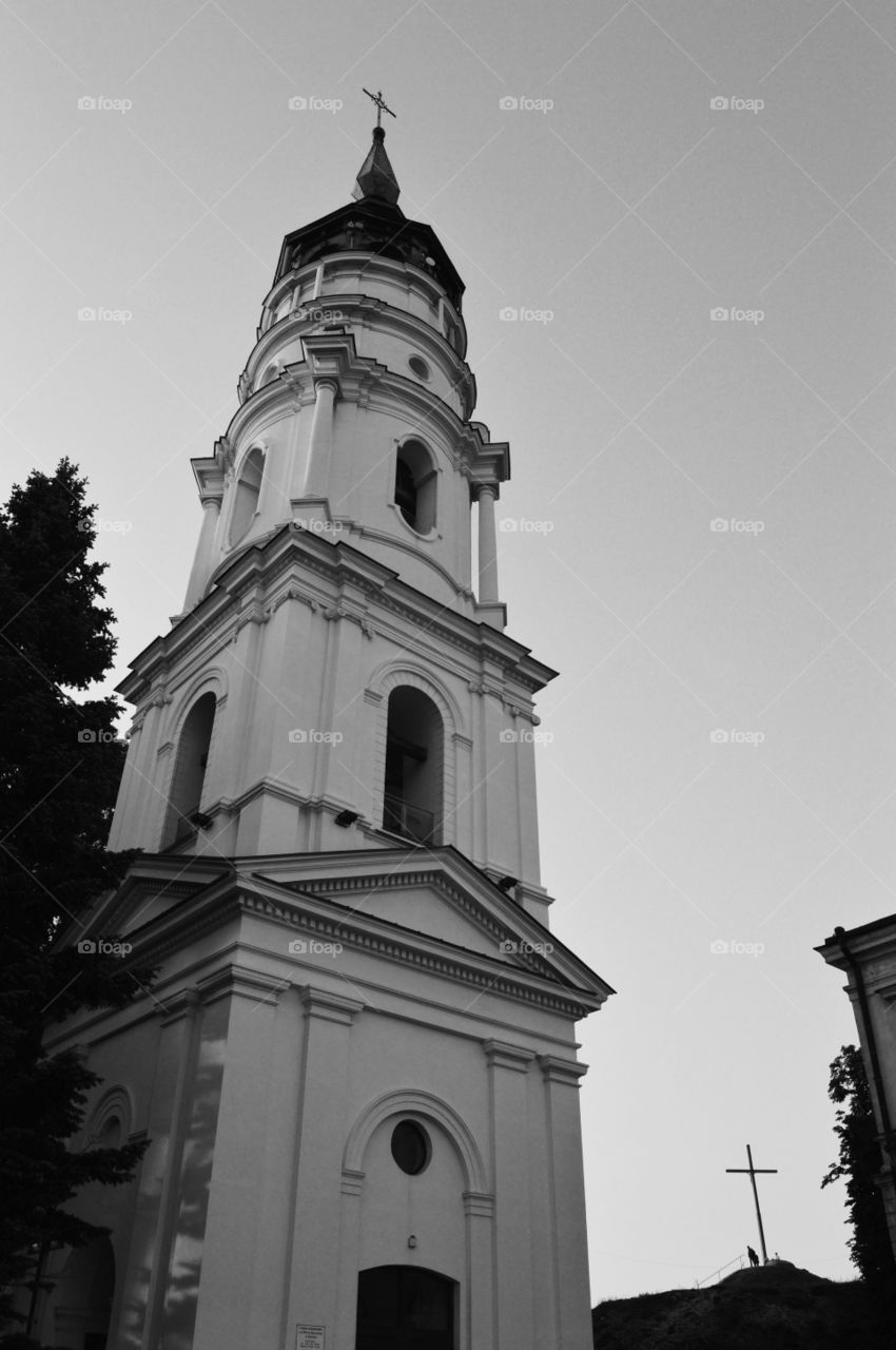 architecture black and white. cathedral in Poland