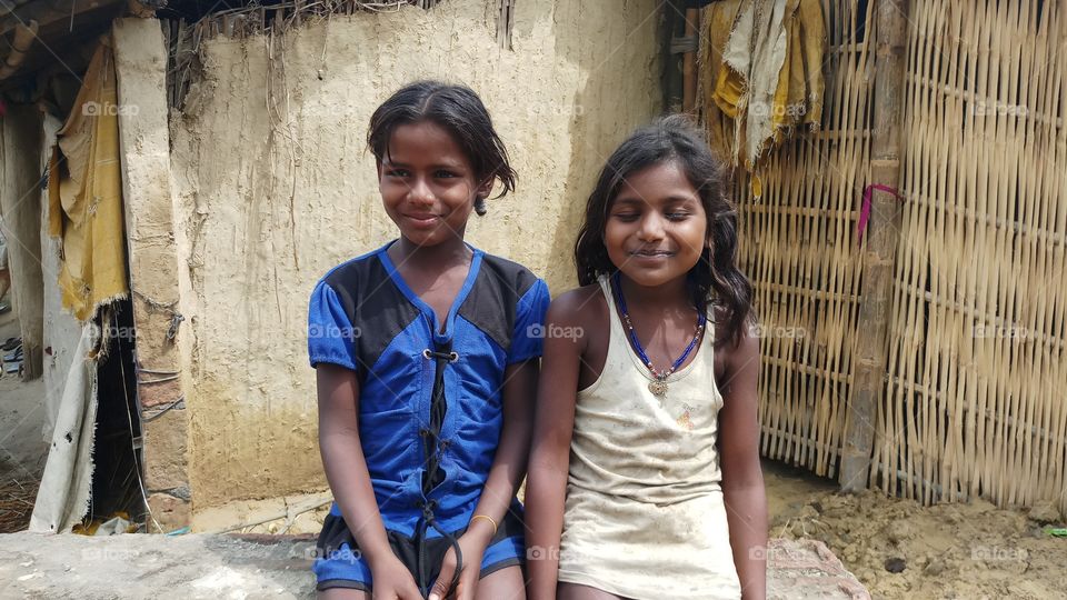 Two cute girl of village