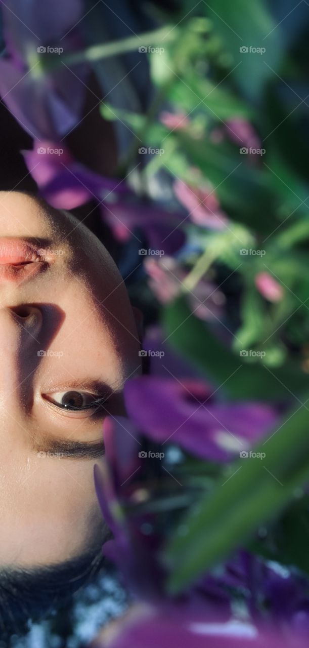 Closed up with flower as foreground 