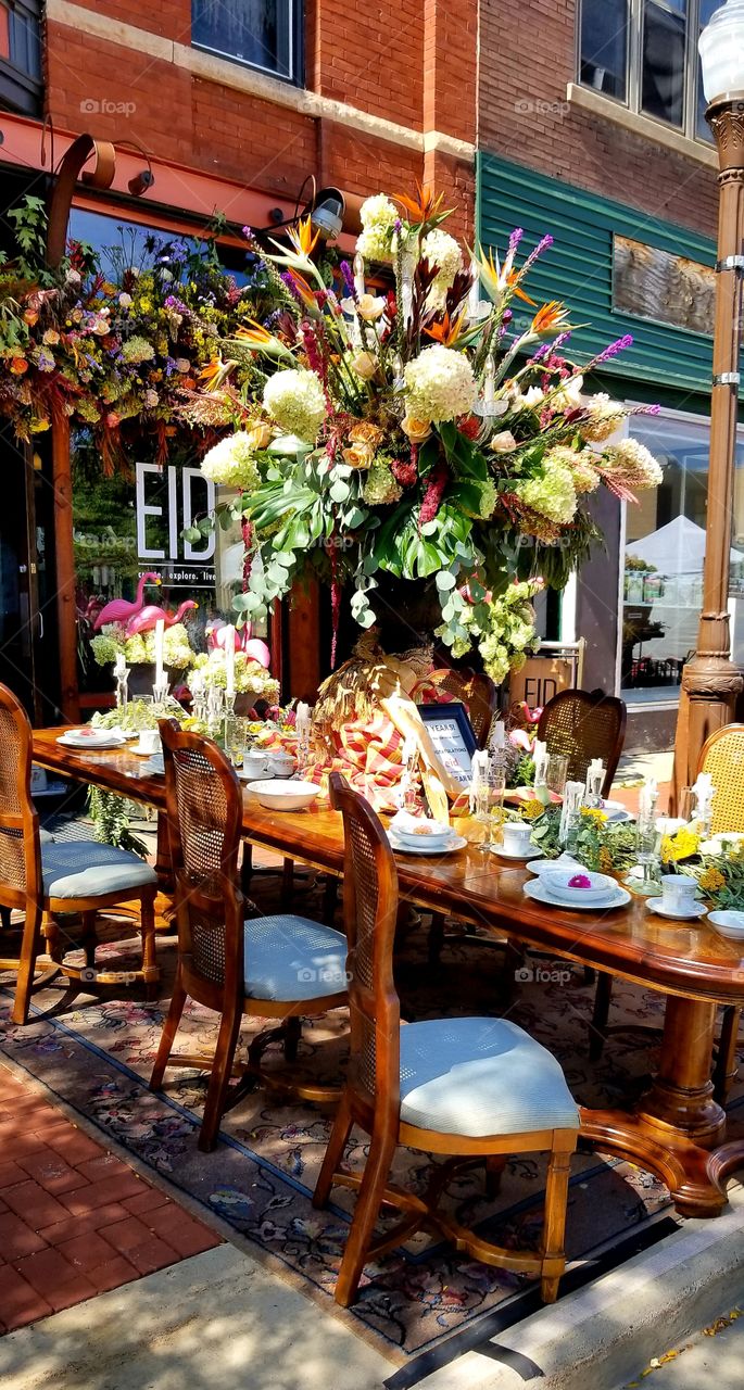 Colorful Storefront Arrangement and fine dining