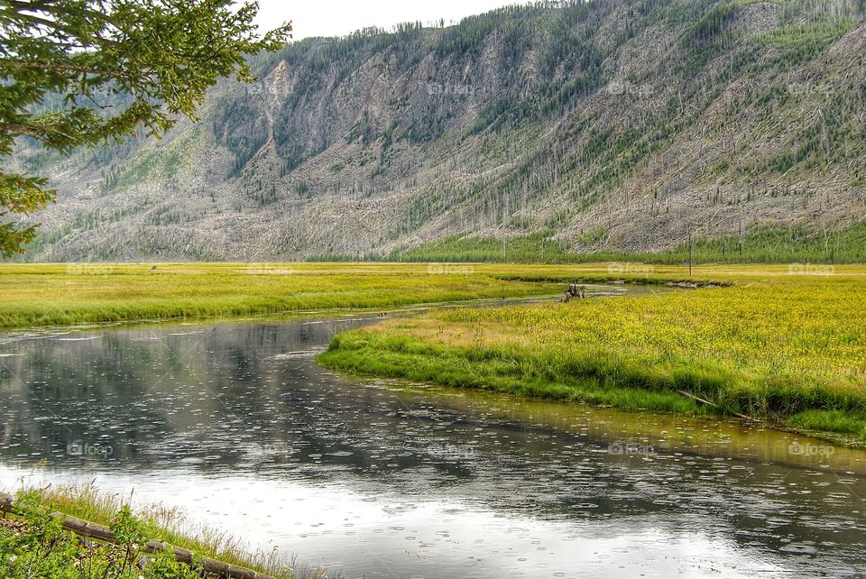 Scenic view of mountain and river