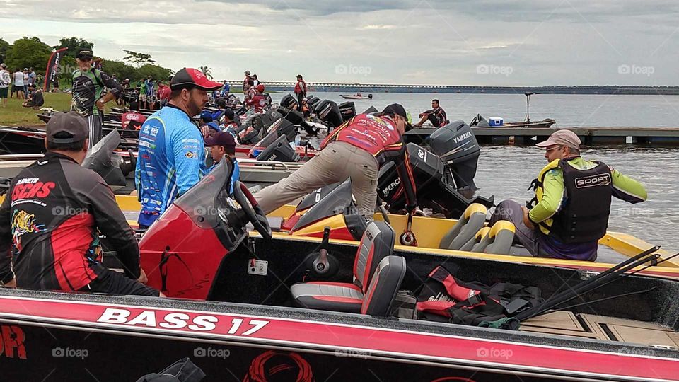 Barcos, pesca, rio, paisagem, pescarias, campeonato, tucunarés.