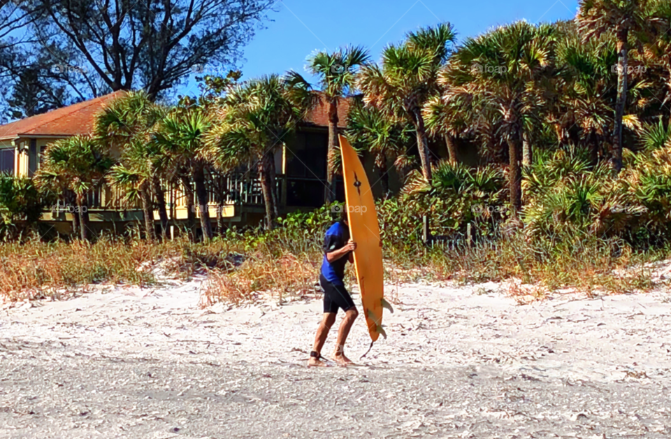 Surfing on a sunny day.