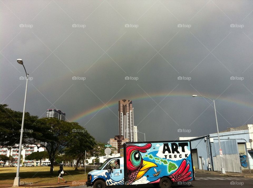 Rainbow over Art truck