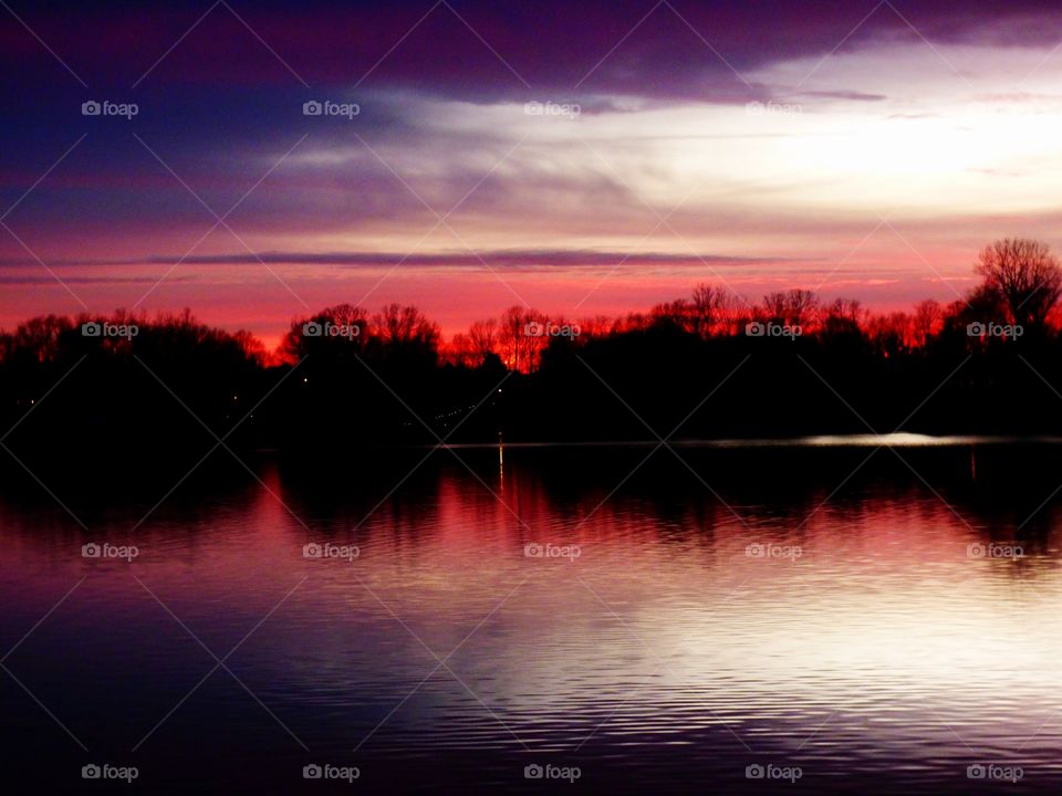 Beautiful lake and the sunset