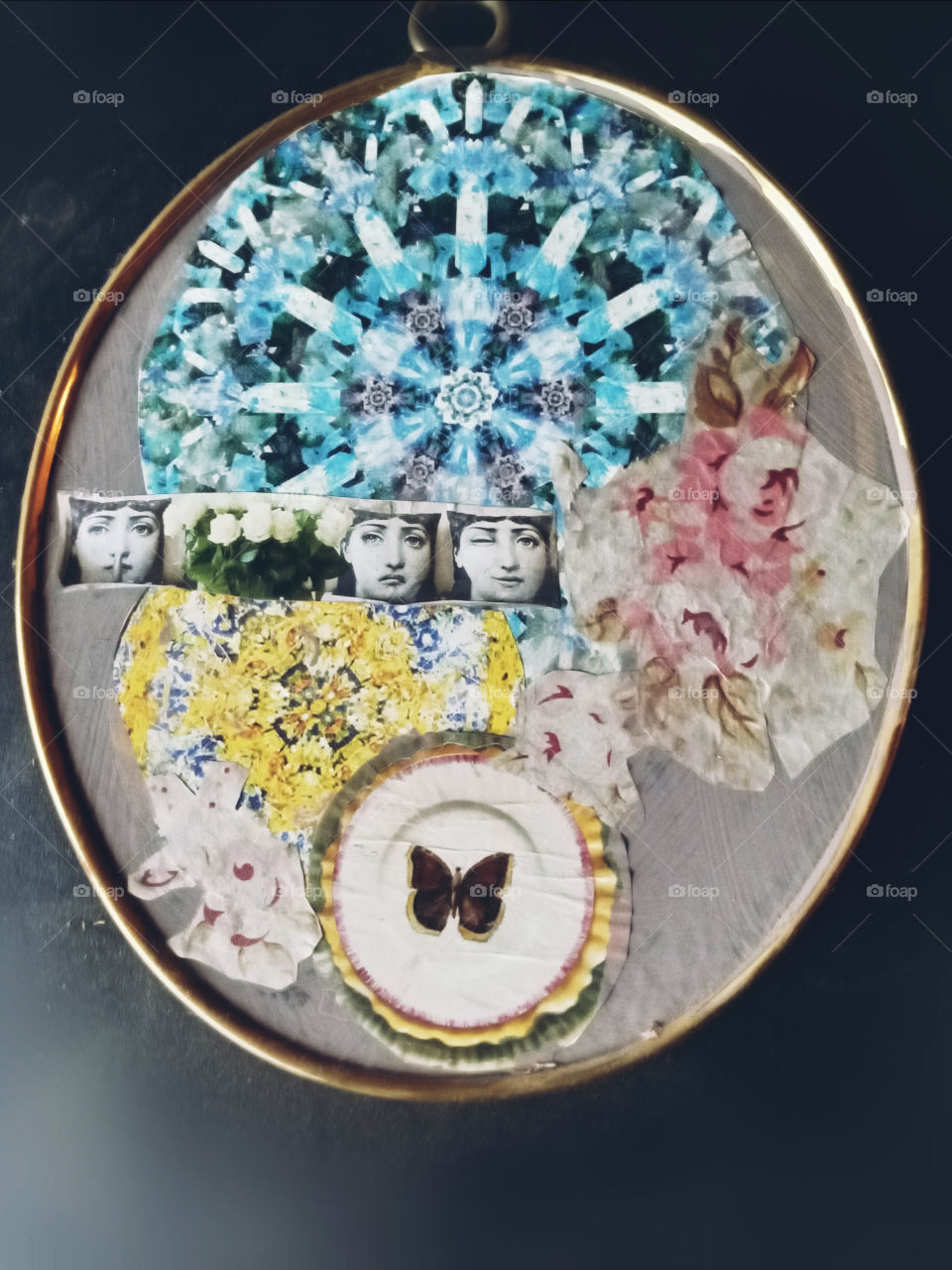 Vintage collage with butterfly