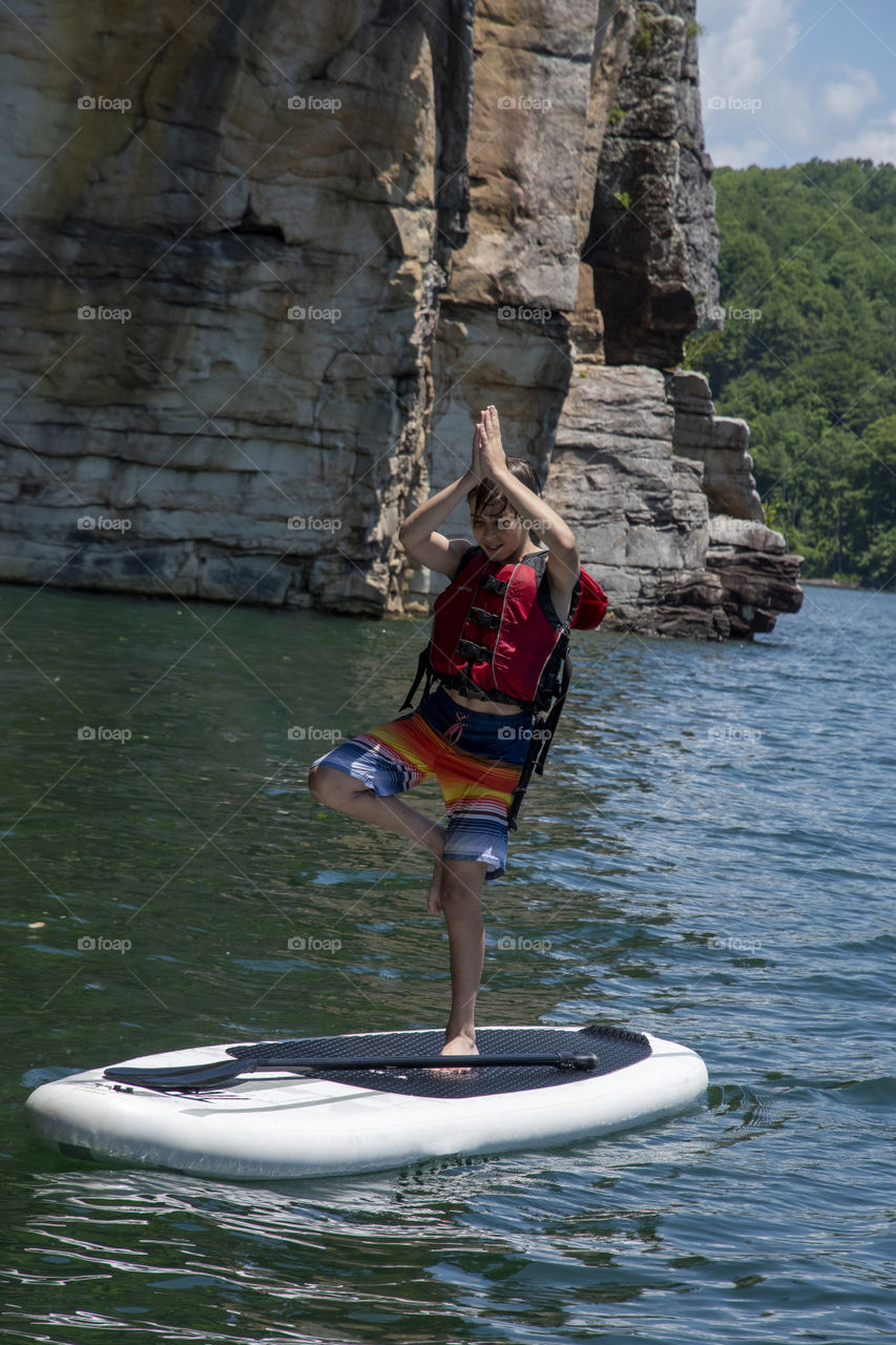 Tree Pose on a Paddleboard 