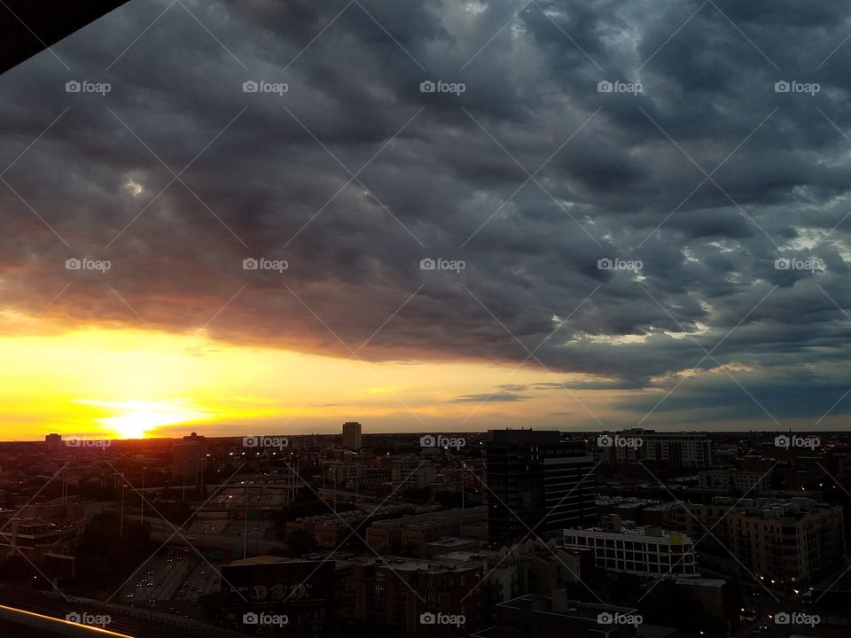 Chicago sky sunset