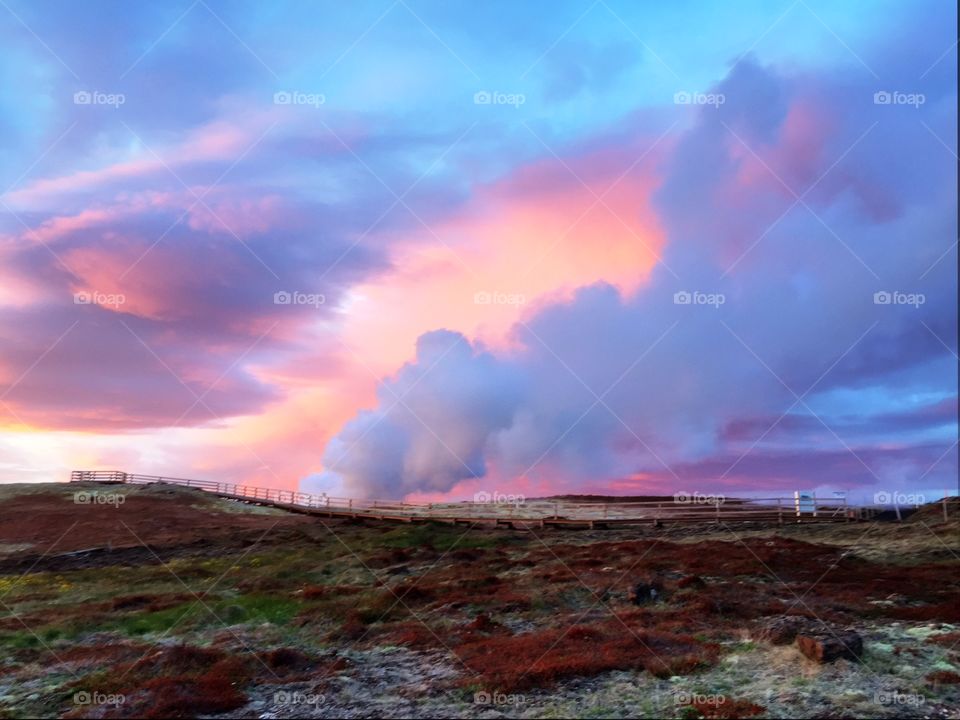 Geothermal sunset Iceland