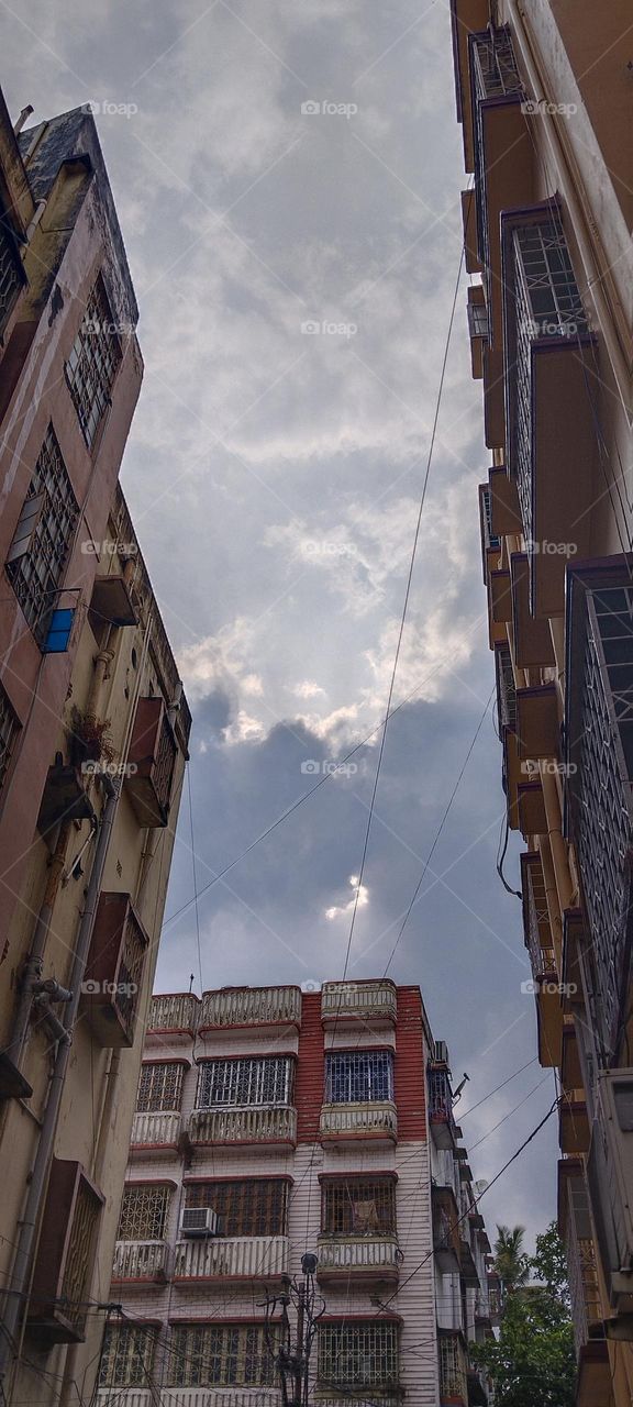 The sky is covered by clouds.