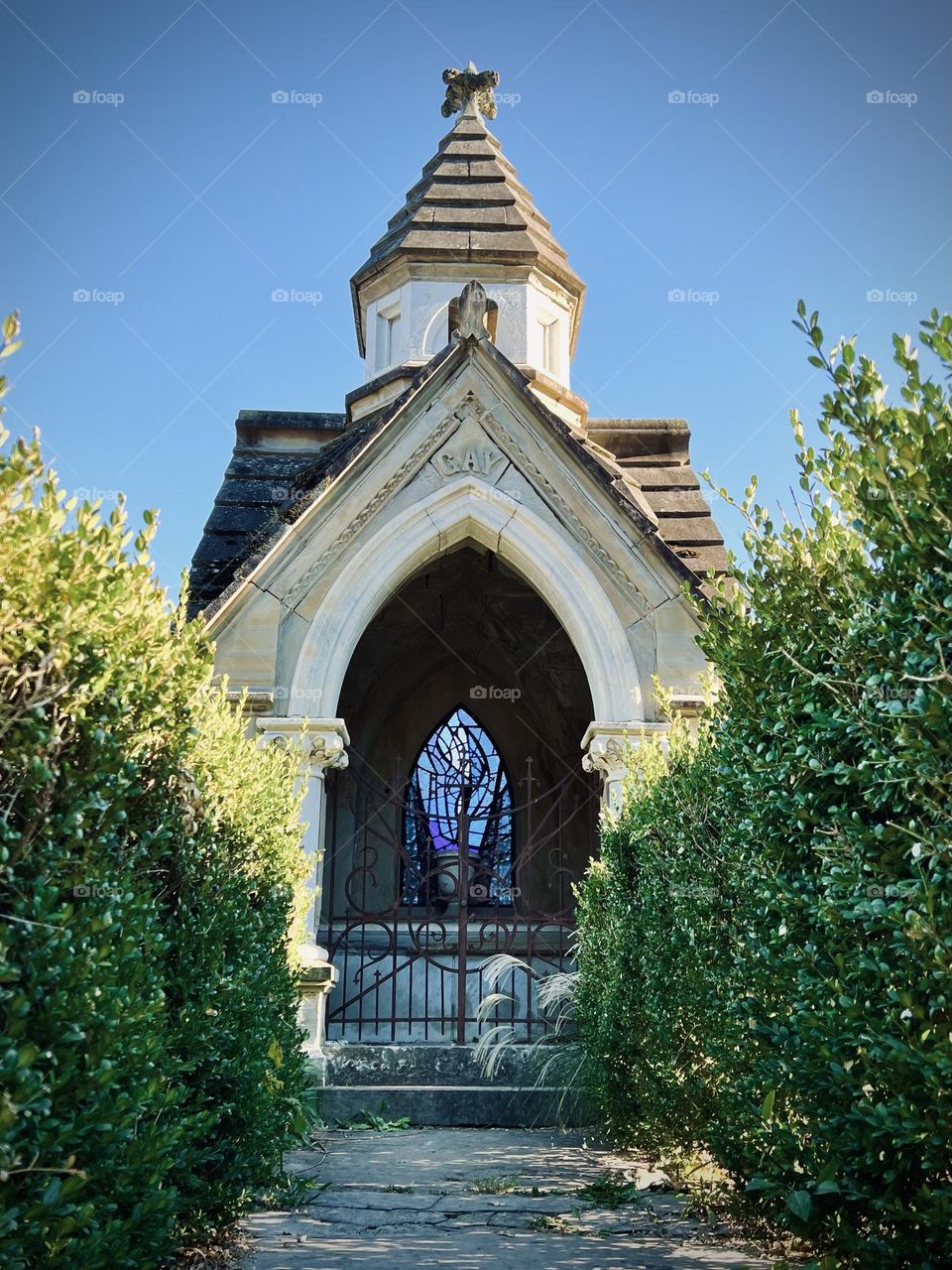 A hauntingly beautiful crypt in a big old cemetery 