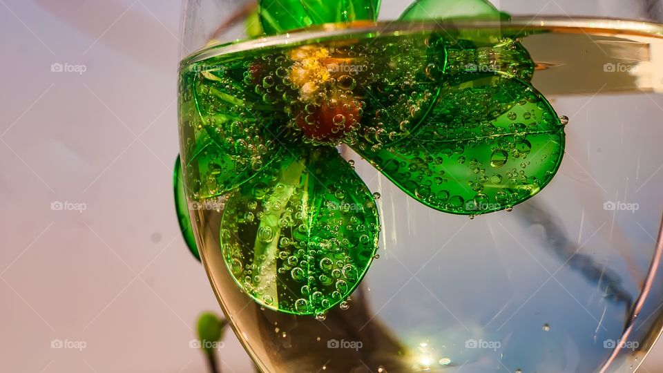 Close-up of wineglass with bubbles