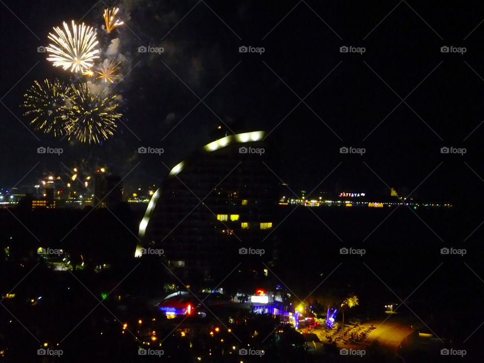 THE CHRISTMAS FIREWORKS IN PATTAYA THAILAND