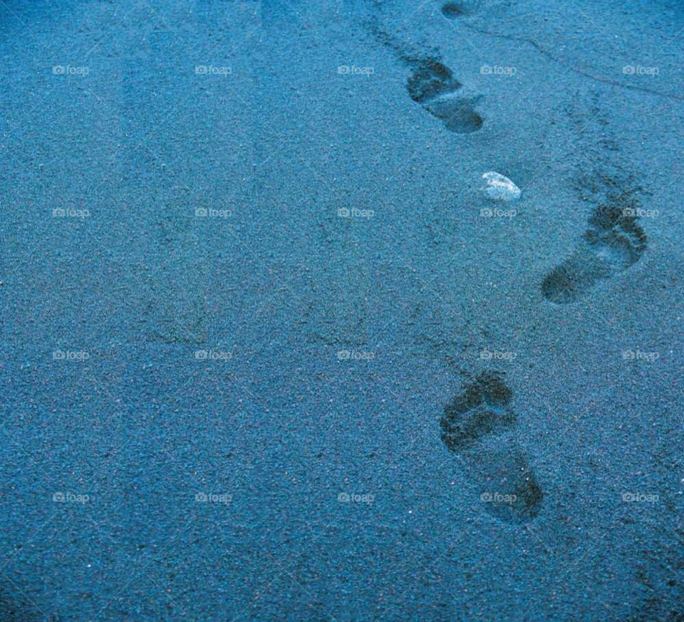 beach footprint black sand by lloydcampbell12