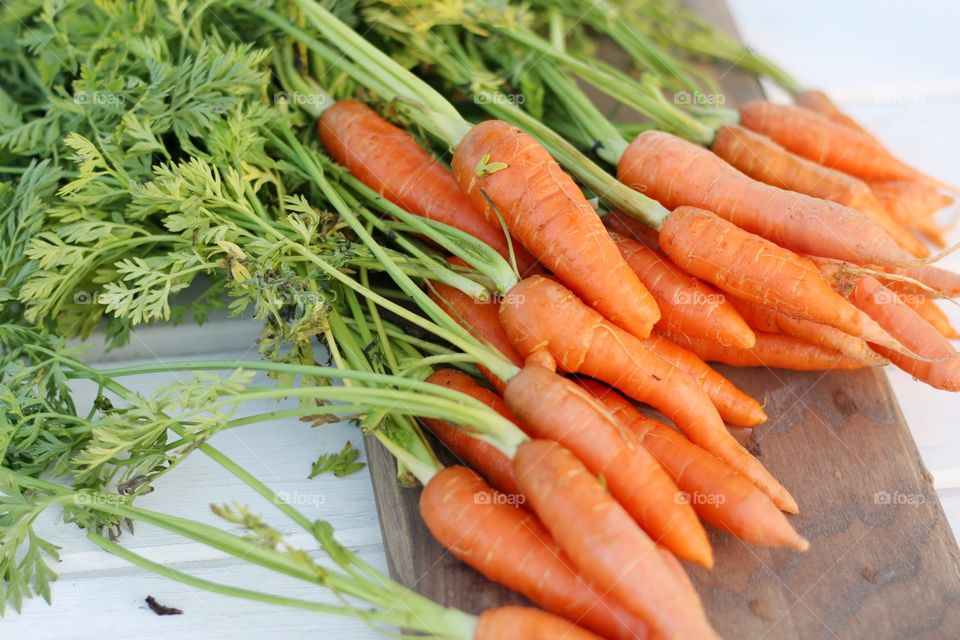 Carrots on cutting board