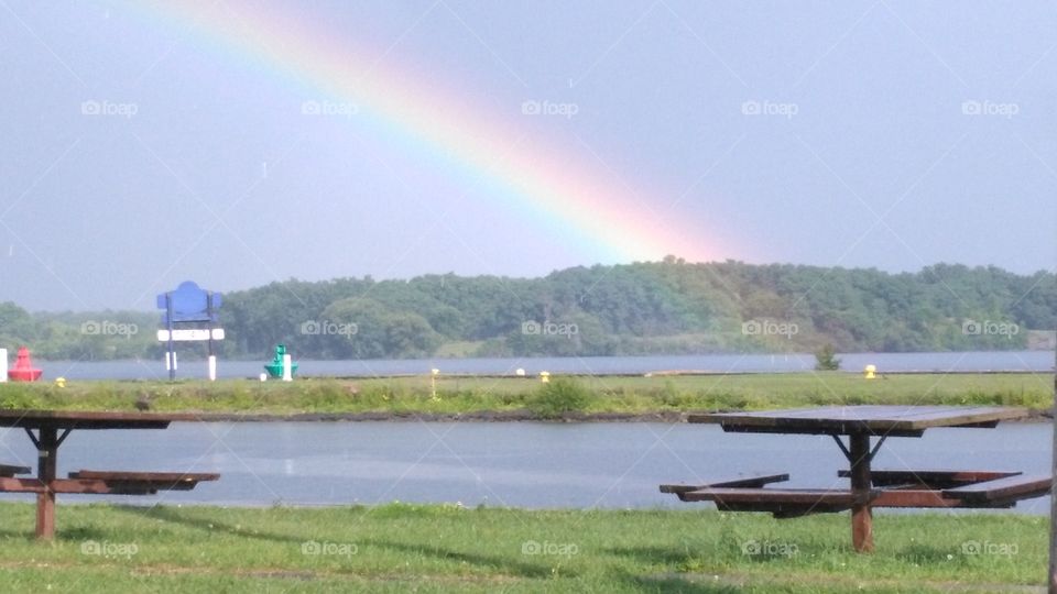 Rainbow over the St Lawrence River Iroquois Ontario