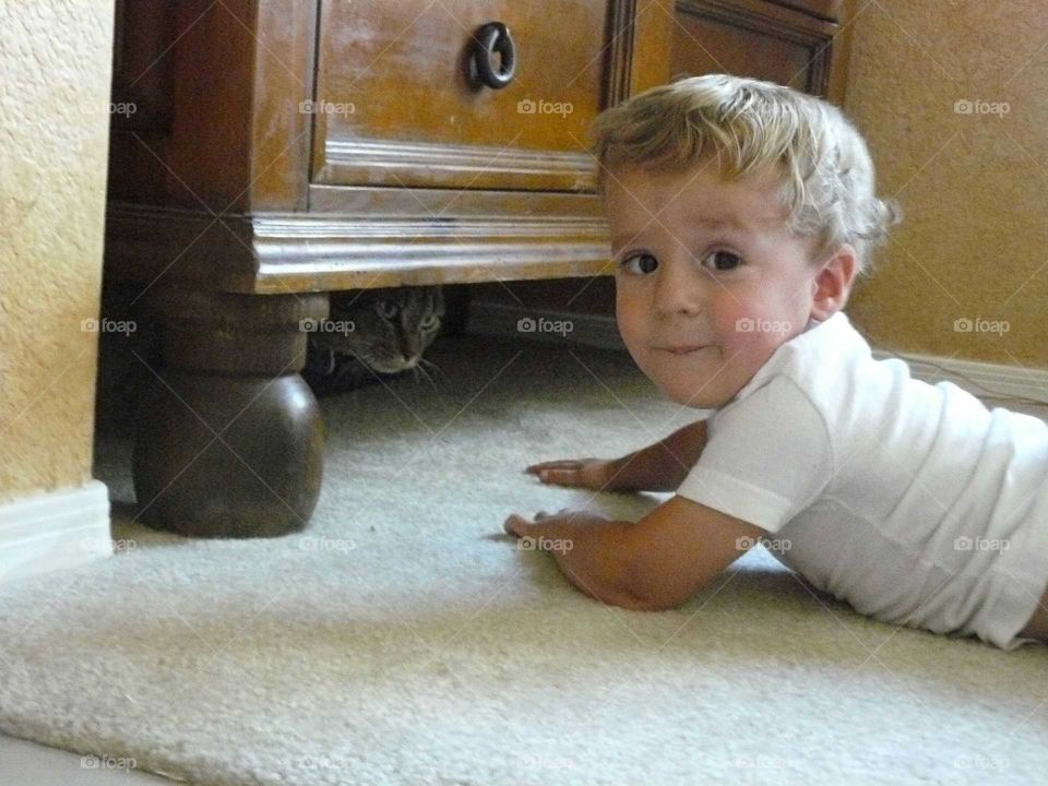 Boy and cat