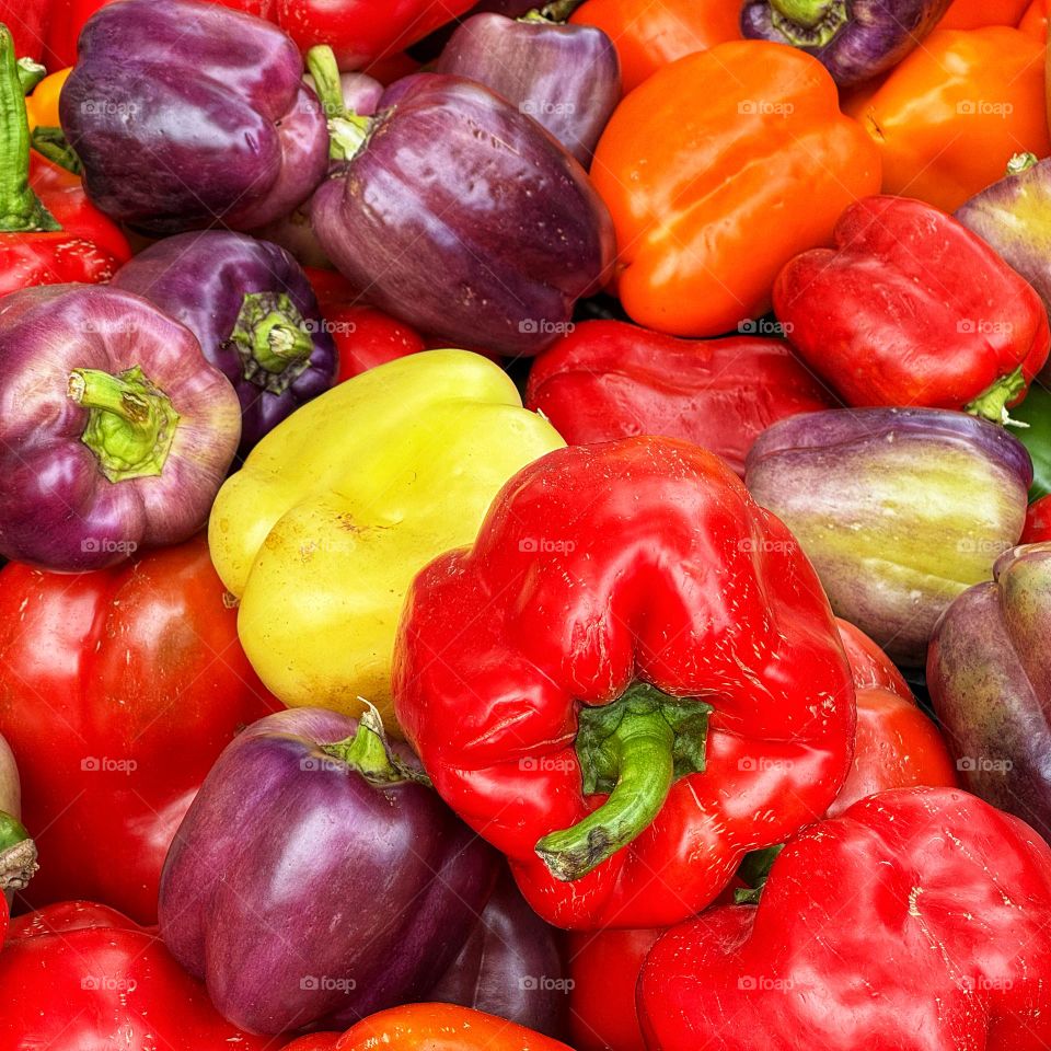 Close-up of multi-colored bell peppers 