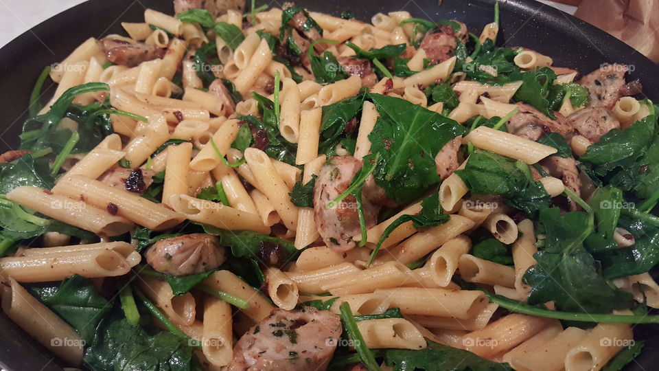 penne with chicken sausage kale and spinach