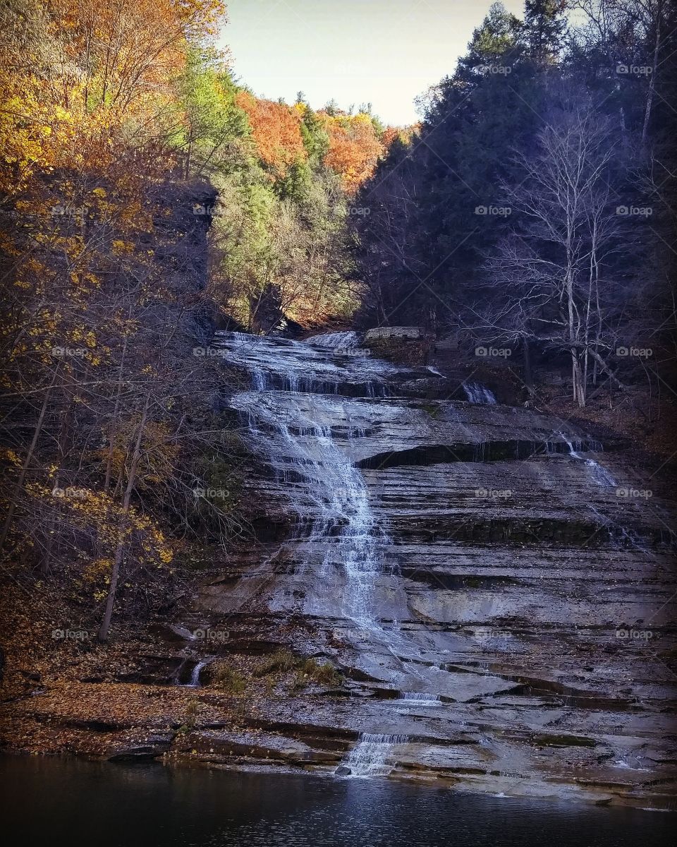 Small waterfall in autumn