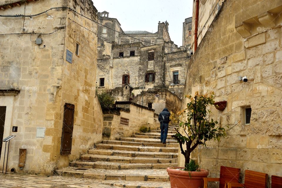 the historic and beautiful Italian city of Matera with its striking stones