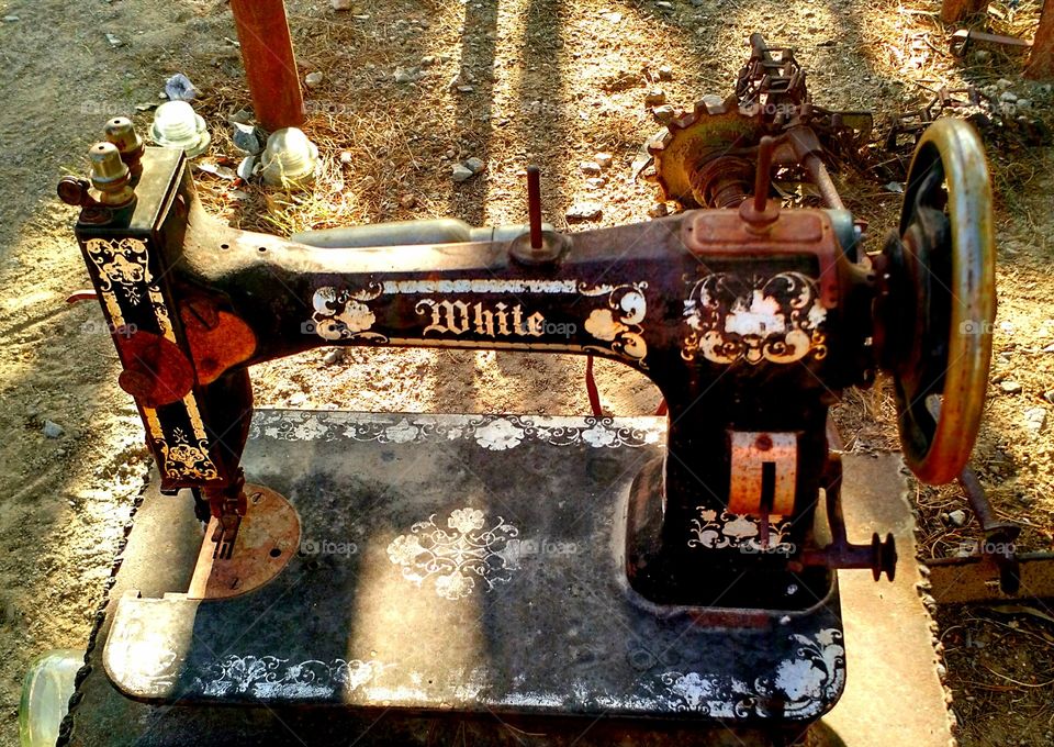 Vintage sew machine. Bottle Tree Ranch on Route 66