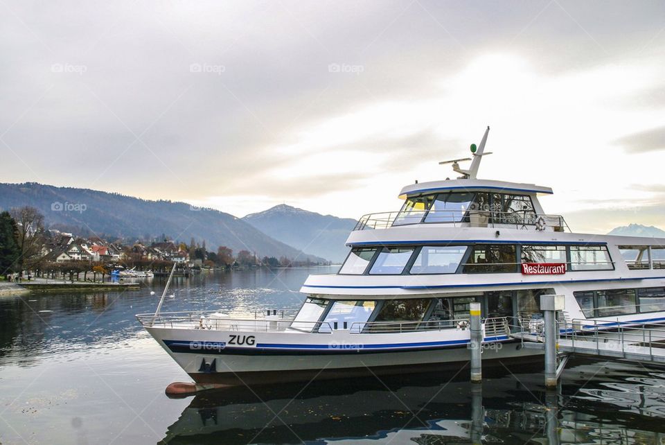 ZUG RIVER CRUISE BOAT IN ZUG SWITZERLAND