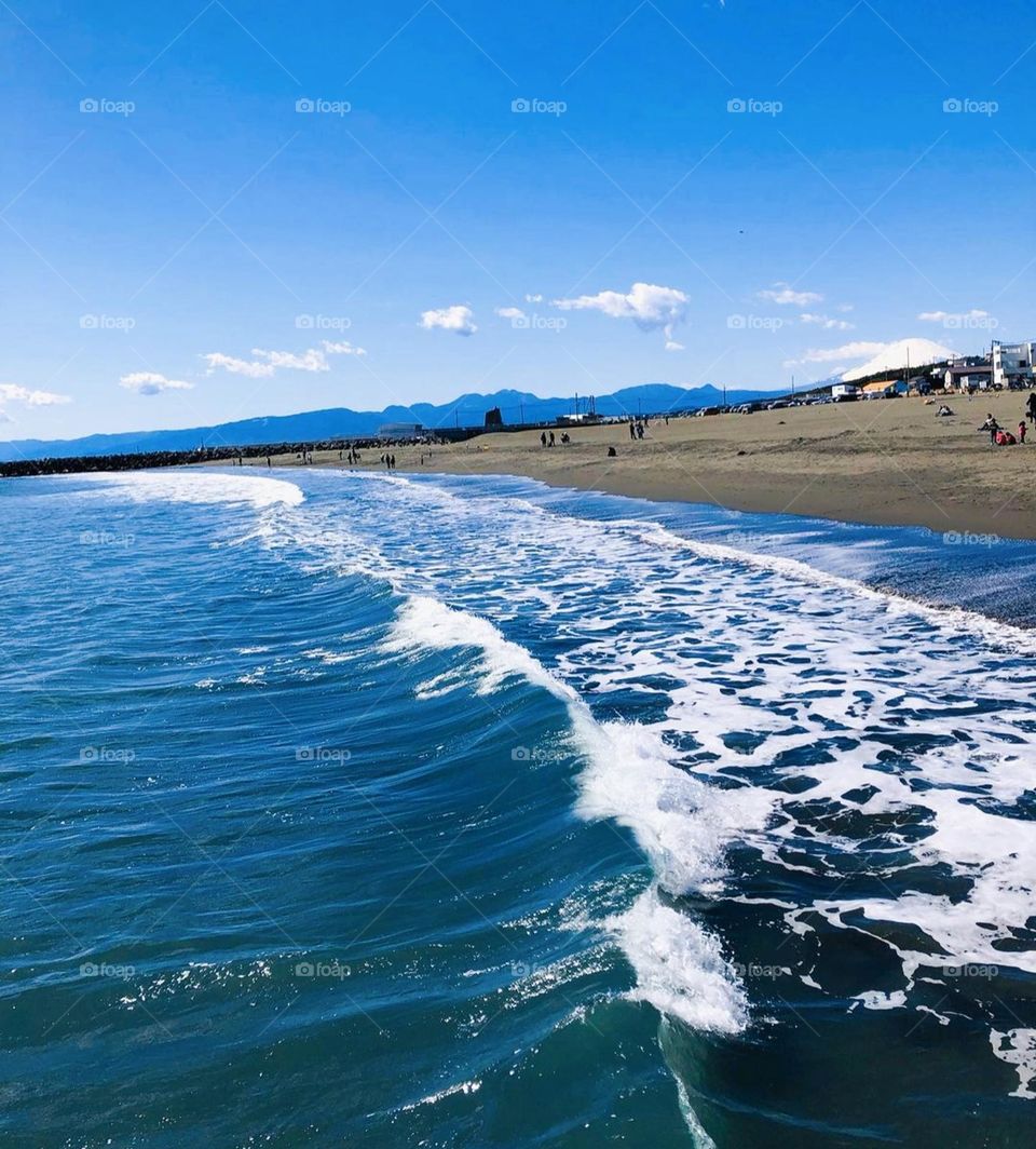 Beautiful beach wave and beautiful sky view