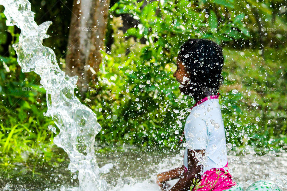 A story of a village girl who is enjoying bathing in local bore set #summer