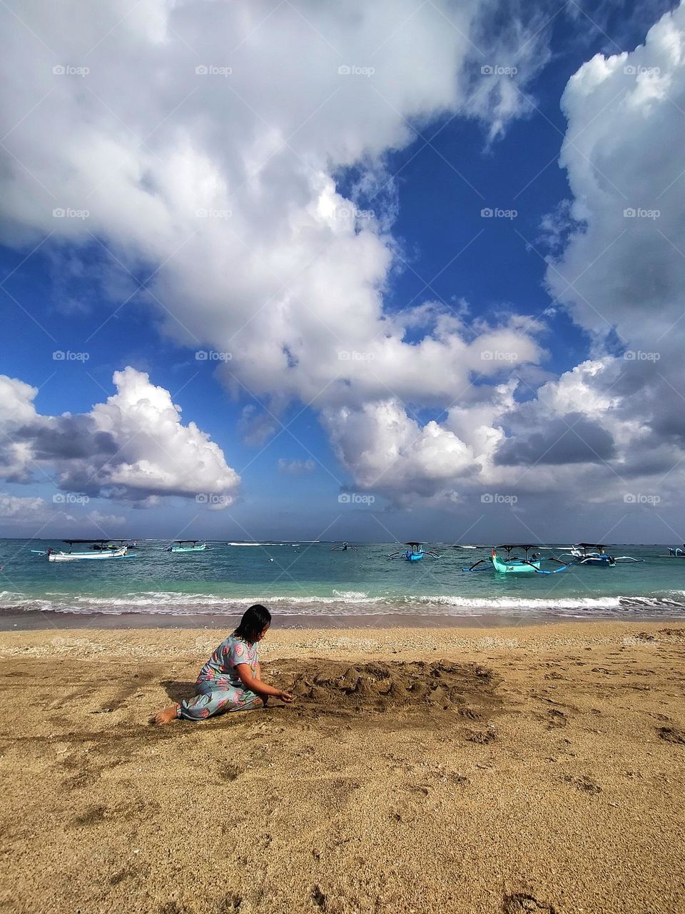 Beautiful beach with scenery cloud