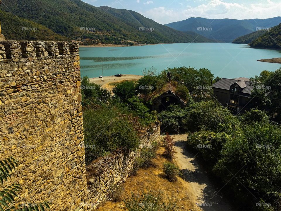 Beautiful view from the castle on the lake
