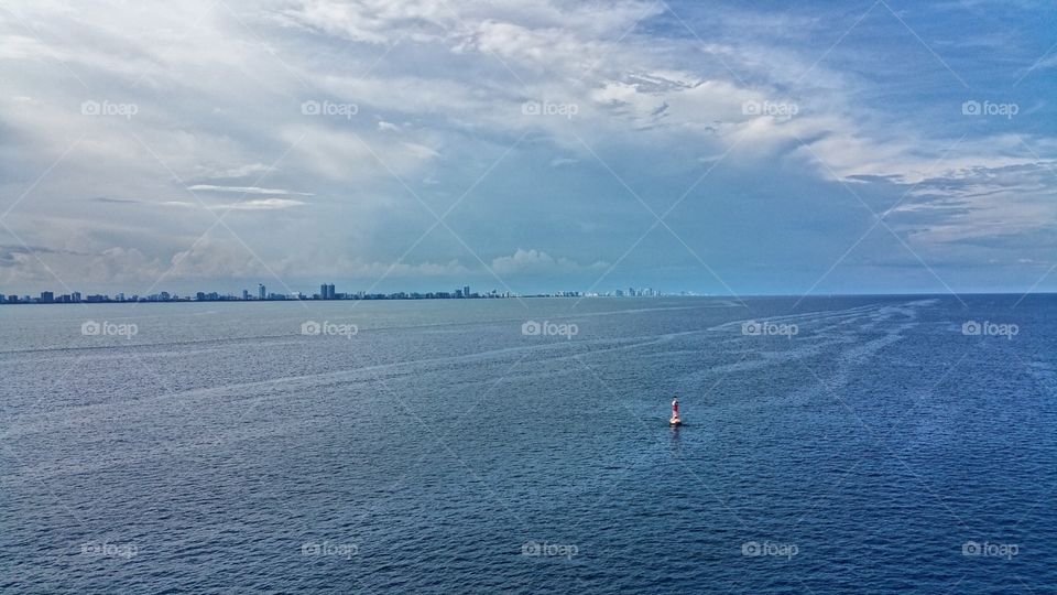 Last litlle  buoy and Miami Florida on the horizon..we are bound for the Bahamas