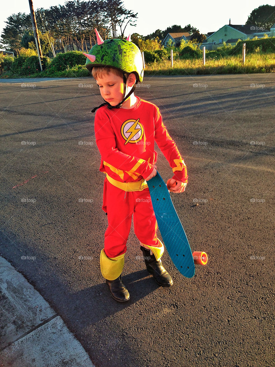 Young boy with skateboard