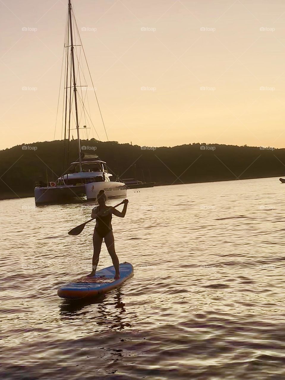 Paddle-boarding at sunset