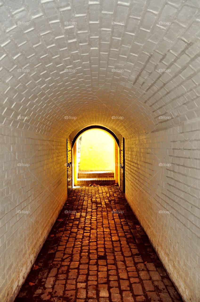 Tunnel at historic Fort Moultrie located on Sullivans Island  South Carolina.  