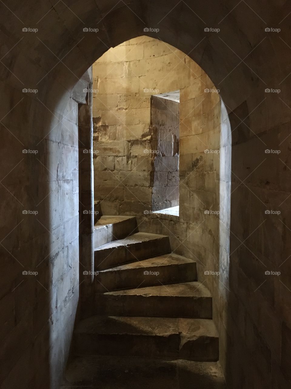 Interior stairs, Castel del Monte, Puglia, Italy