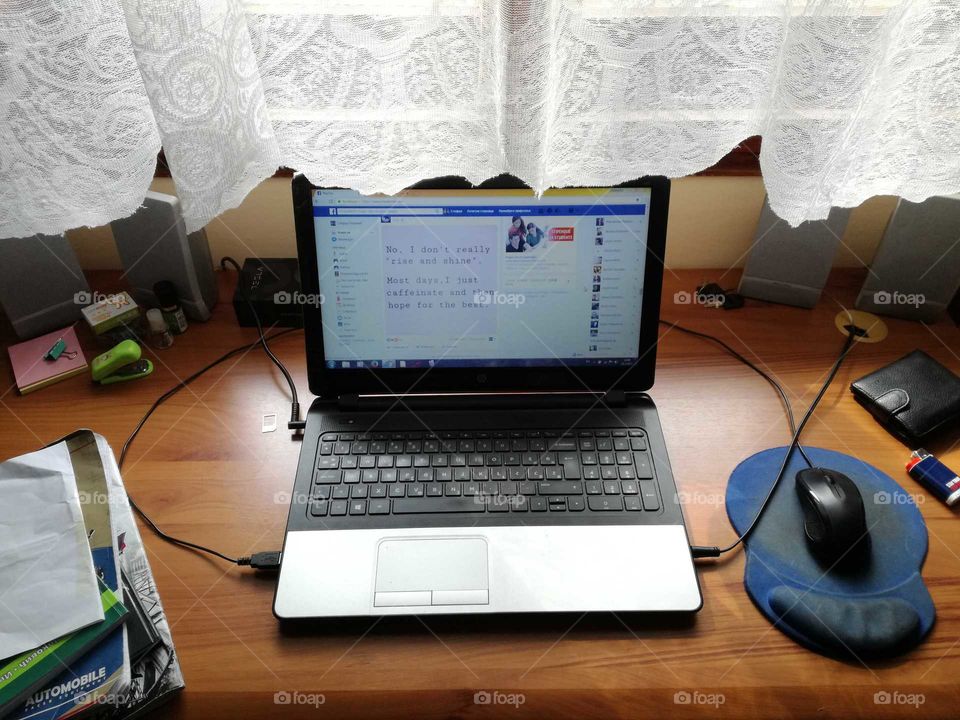 Working desk with HP laptop
