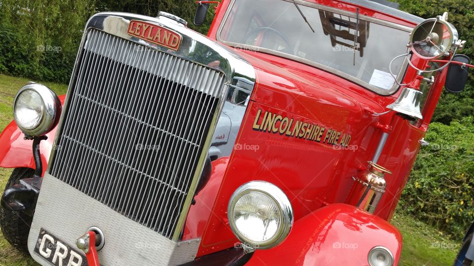 Leyland red vintage Fire Aid Engine for Lincolnshire