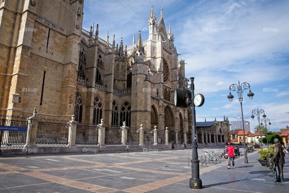 Walk next to the cathedral of León