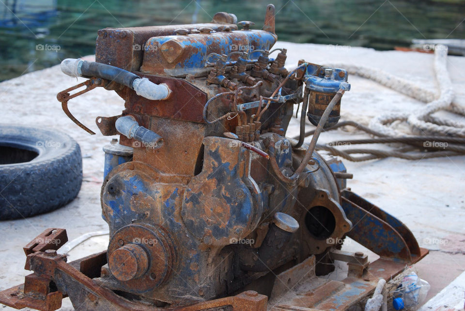 boat engine old machine by megas